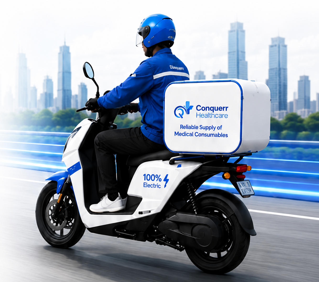 Conquerr Healthcare medical delivery bike - reliable medical supplies delivery across Kenya
