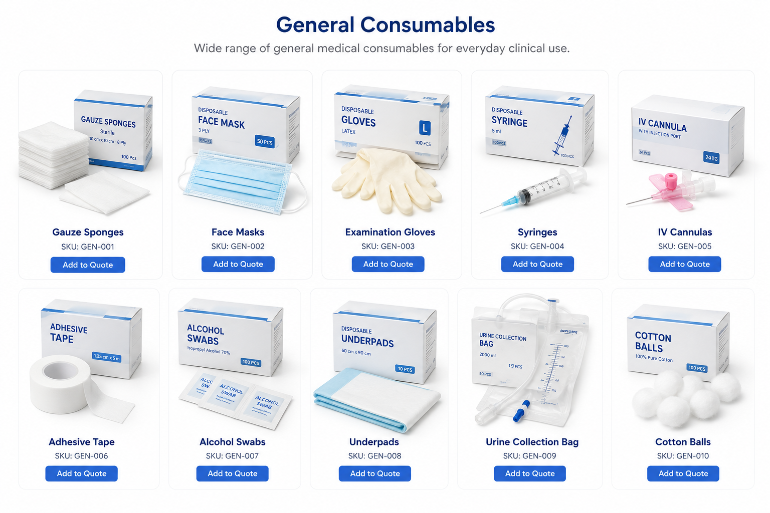 General Consumables - Medical consumables and supplies from Conquerr Healthcare